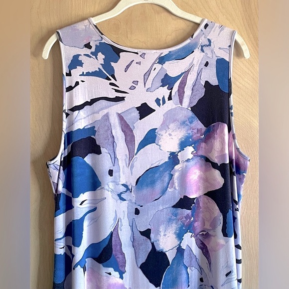 CHICO’S Blue Floral Sleeveless Maxi Dress Hi-Low Hem Stretch Sz 2 (L) NWOT - Picture 6 of 10